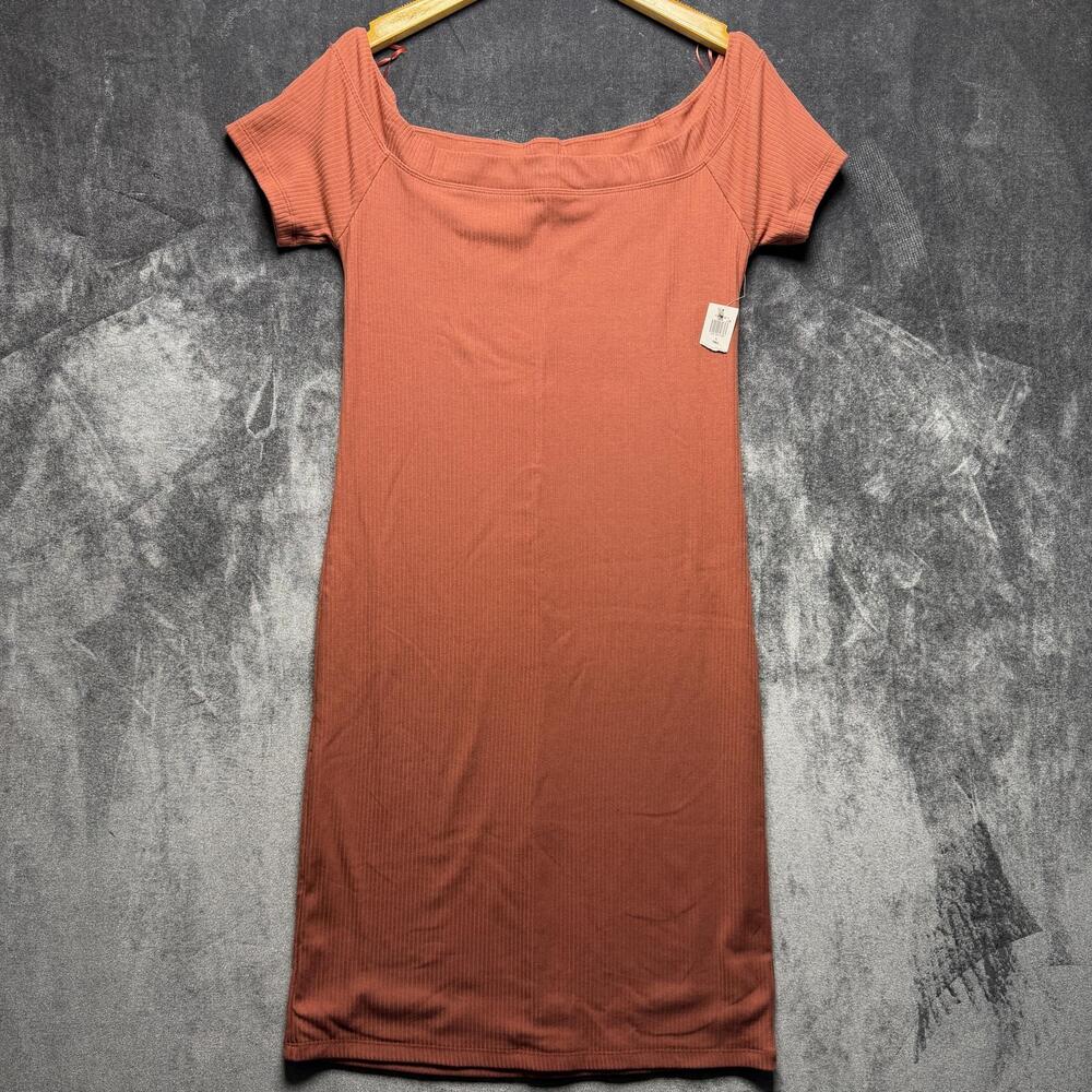Old Navy T-Shirt Dress Womens L Tall Orange Bodycon Ribbed Knit Casual Summer